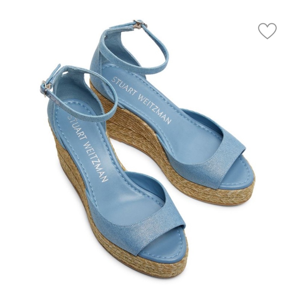 Stuart Weitzman Blue Wedge Sandals
